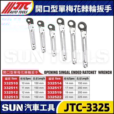 JTC-332510 332511 332512 332513 332514 332517 332519 332522 開口型單梅花棘輪扳手1