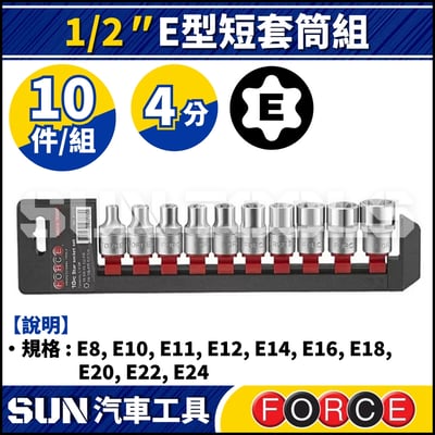 FORCE-41019 10件 4分 E型短套筒組1