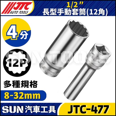 JTC-477 1/2" 長型手動套筒 (12角)1