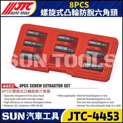 JTC-4453 8PCS 螺旋式凸輪防脫六角頭1