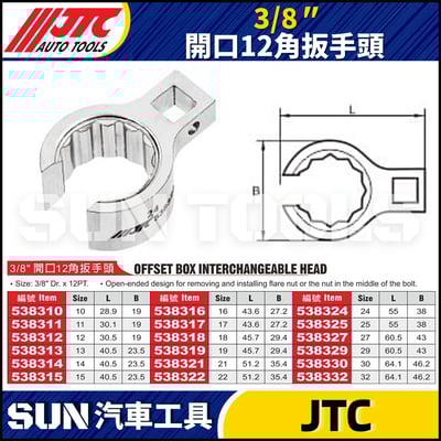 JTC-538310 3/8" 開口12角扳手頭1