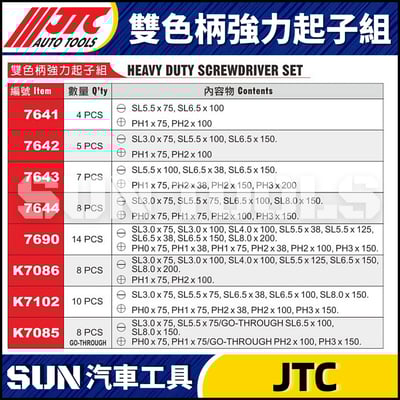 JTC-7641 7642 7643 7644 7690 K7086 K7102 K7085 雙色柄強力起子組2