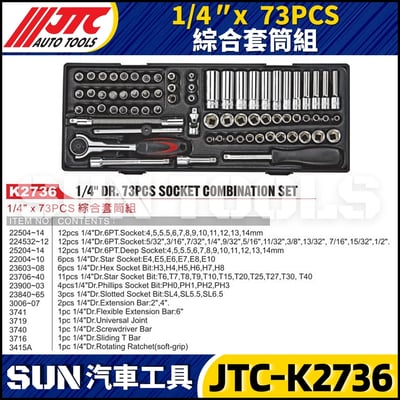 JTC-K2736  1/4" x 73PCS 綜合套筒組1