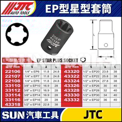 JTC-22106 22107 22108 33110 33114 33116 43318 EP 型星型套筒2
