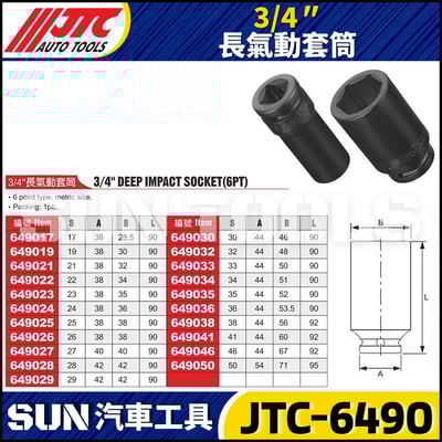 JTC-649017 649019 649021 649022 649023 649024 3/4" 長氣動套筒 (6角)2