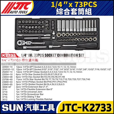 JTC-K2733 1/4" x 73PCS 綜合套筒組1