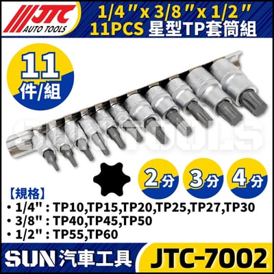 JTC-7002  1/4" x 3/8" x 1/2"  11PCS 星型TP套筒組2