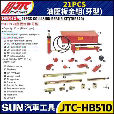 JTC-HB510 21PCS 油壓板金組 (牙型)1