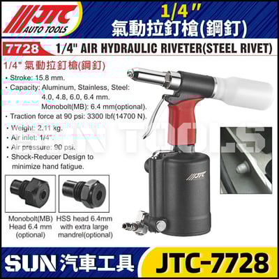 JTC-7728 1/4" 氣動拉釘槍(鋼釘)1