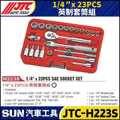 JTC-H223S 1/4" x 23PCS 英制套筒組1