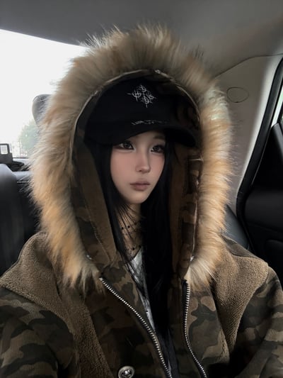 迷彩不撞款質感小眾毛毛外套12