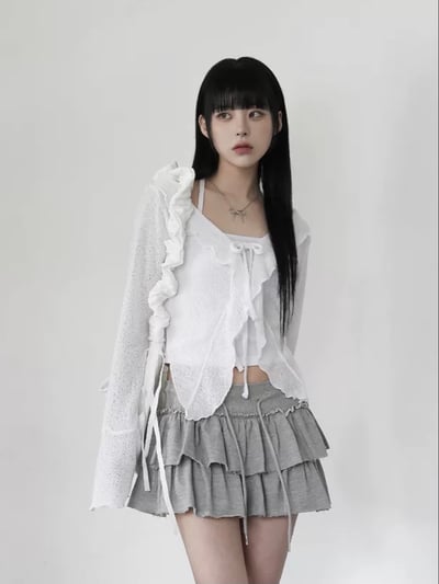 【韓代】荷葉邊綁帶修身上衣9