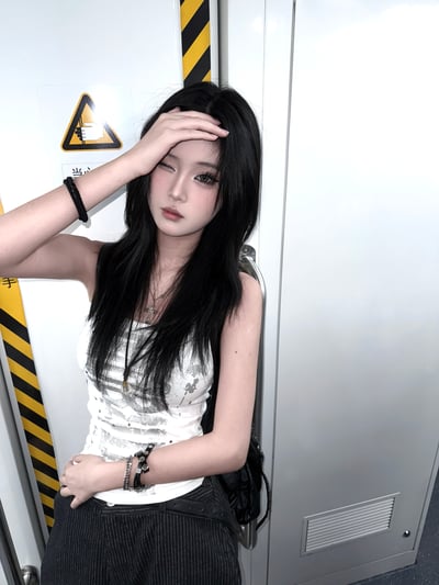 甜酷辣妹街頭塗鴉印花背心6