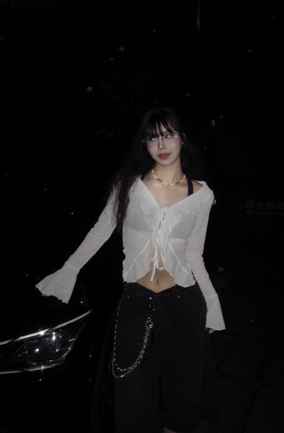 【韓代】荷葉邊綁帶修身上衣5