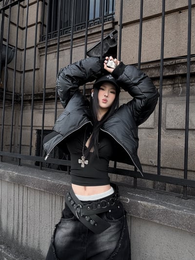 卯釘質感小眾短板羽絨外套7