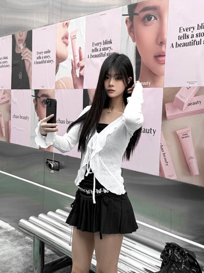 【韓代】荷葉邊綁帶修身上衣2