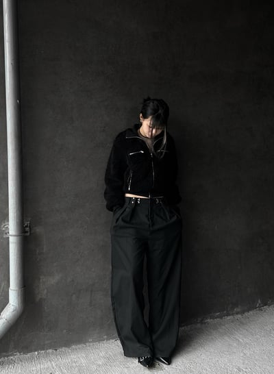 質感彎刀雙摺垂感西裝褲6