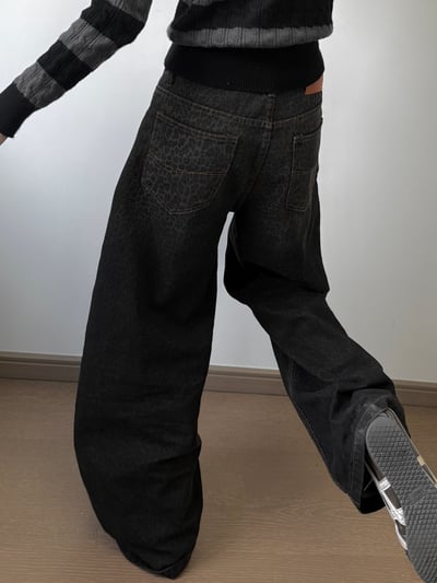 高級質感漸層豹紋彎刀褲6