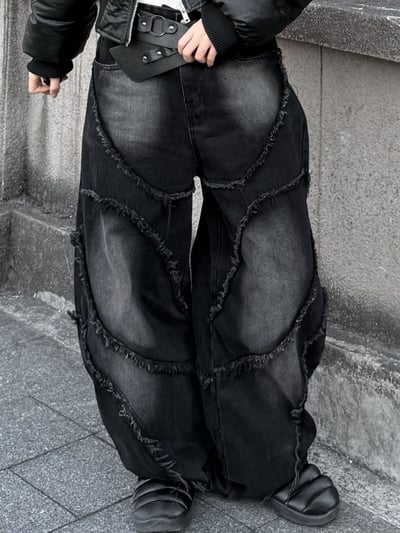 高階重磅小眾彎刀牛仔褲1