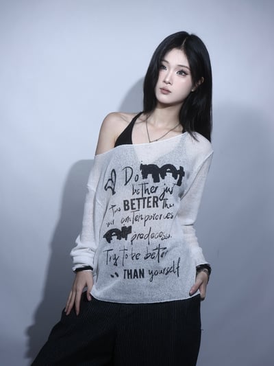 【韓代】美式塗鴉針織上衣5