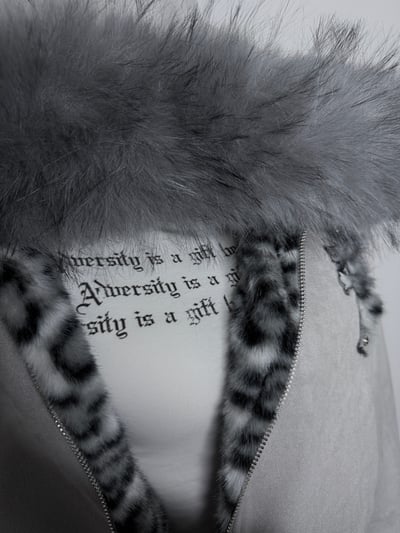 重磅！質感灰色豹紋巨大毛邊外套12