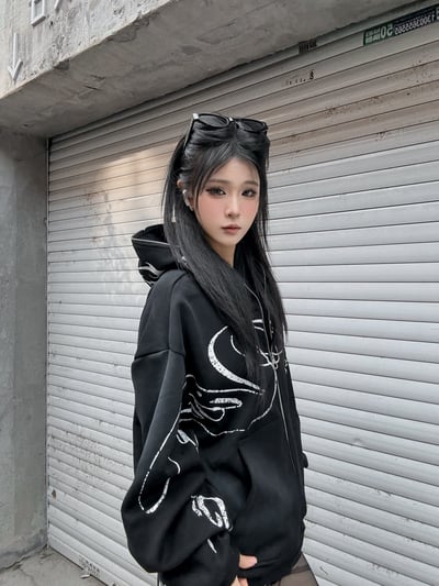 美式街頭中性全拉鏈字母外套4