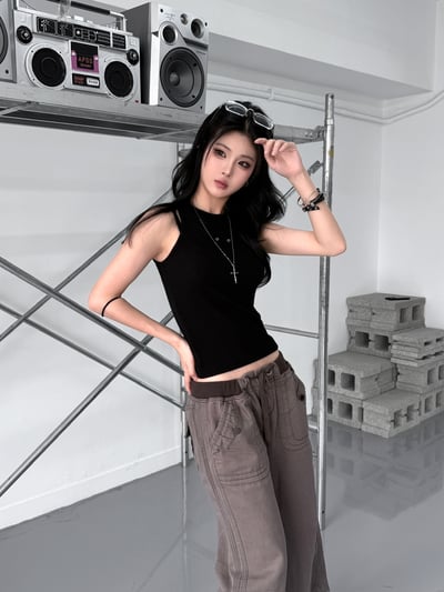 金屬雙孔洞 羅紋背心7