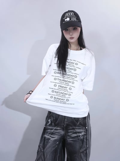 韓系小眾字母印花圓領T恤2