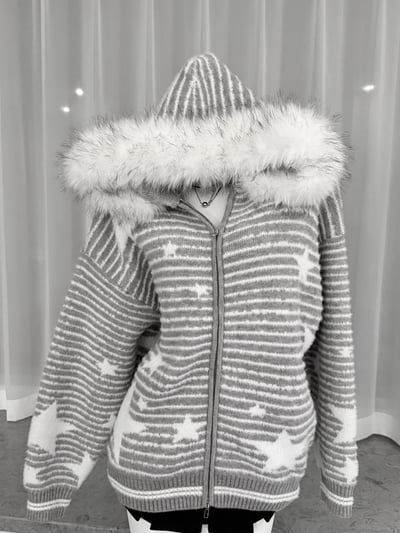復古條文星星針織外套9