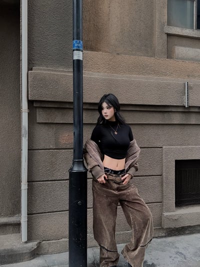 美拉德高領內刷毛合身外套（可拆毛帽）15