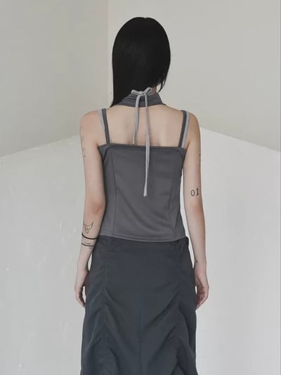 【韓代】蝴蝶綁帶掛脖上衣10