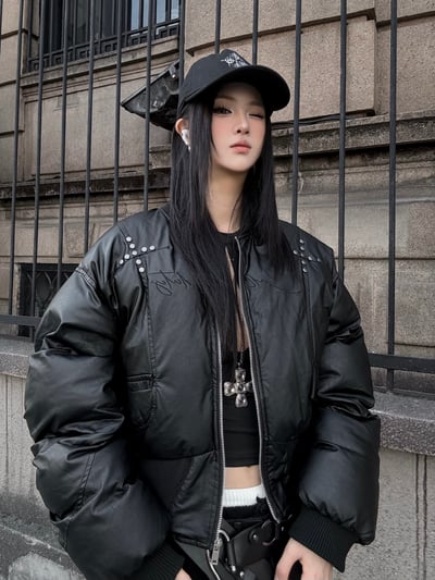 卯釘質感小眾短板羽絨外套12