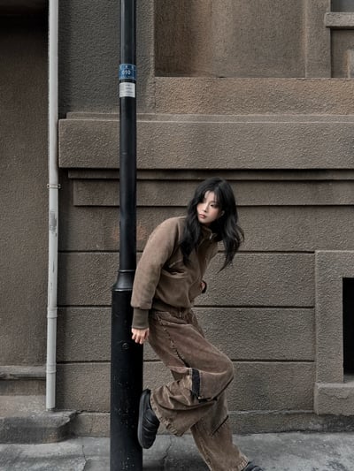 美拉德高領內刷毛合身外套（可拆毛帽）10