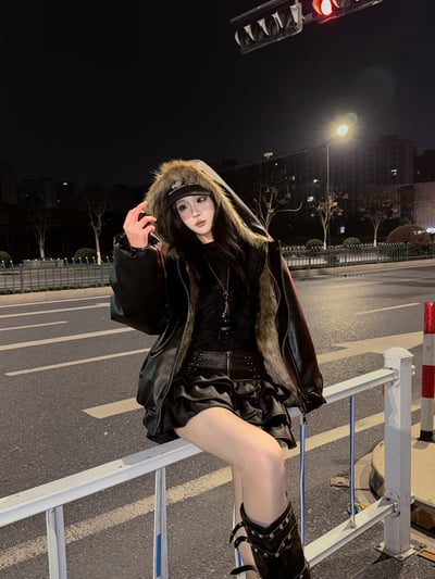 冬季高階皮毛正反兩穿外套5