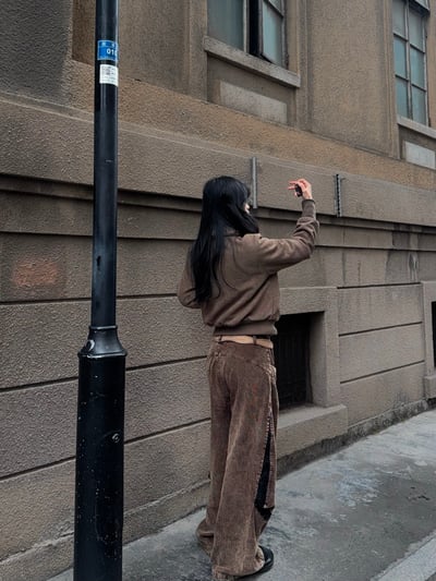 美拉德燈絨芯闊腿彎刀褲2