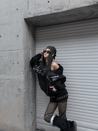 美式街頭中性全拉鏈字母外套7