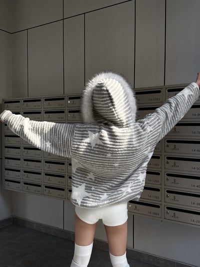 復古條文星星針織外套5