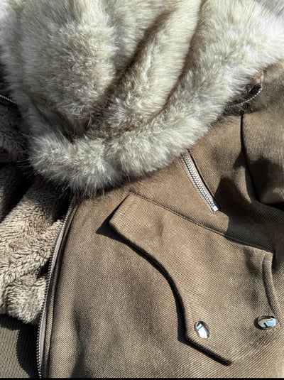 美拉德高領內刷毛合身外套（可拆毛帽）23