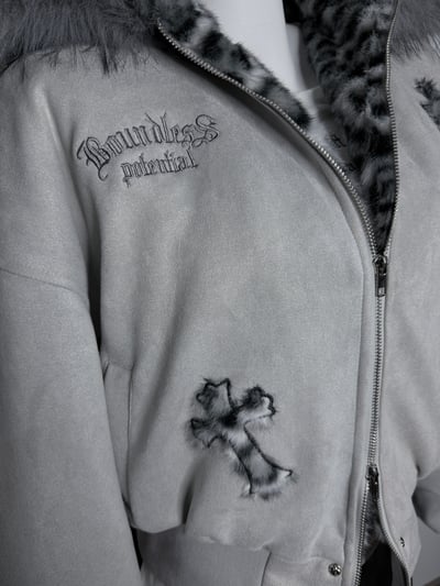 重磅！質感灰色豹紋巨大毛邊外套11