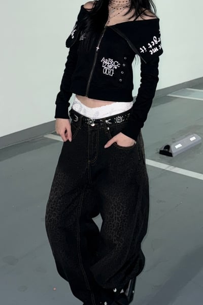 高級質感漸層豹紋彎刀褲5