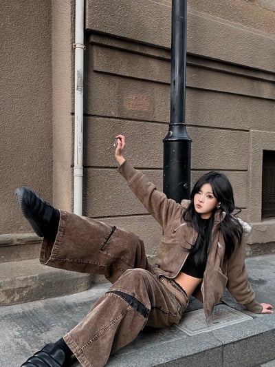 美拉德高領內刷毛合身外套（可拆毛帽）7