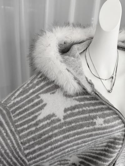 復古條文星星針織外套8