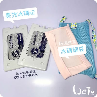 Dometic薄款長效冰磚CI-420G+手作吸濕透氣冰磚網袋5