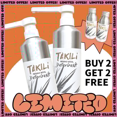 (限時活動.買2送2) TAKILI塔次里基 美麗諾羊毛衣中性洗衣精800mlX2瓶(送)60mlX2瓶1