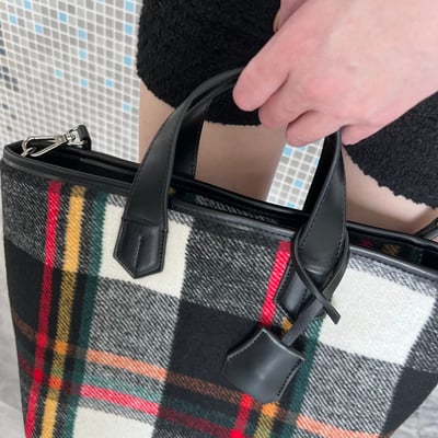 格紋毛呢托特包[grid tote bag]8