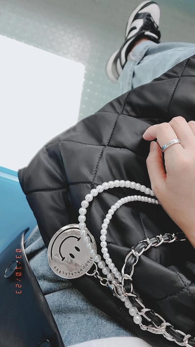 「特別訂製」黑色高級尼龍版珍珠22Bag 鏈條包][ nylon Pearl 22 chain Bag ]]8