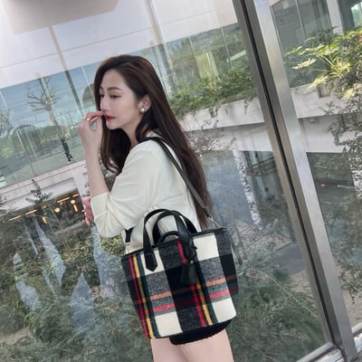 格紋毛呢托特包[grid tote bag]12