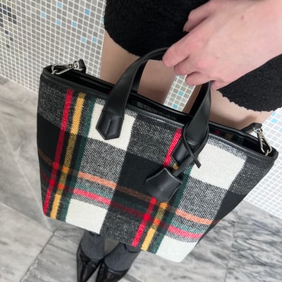 格紋毛呢托特包[grid tote bag]11