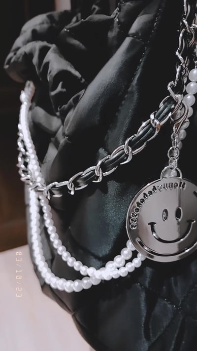 「特別訂製」黑色高級尼龍版珍珠22Bag 鏈條包][ nylon Pearl 22 chain Bag ]]6