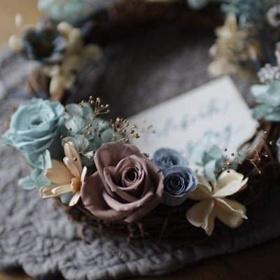 永生玫瑰花圈 / 冰藍 NT28802